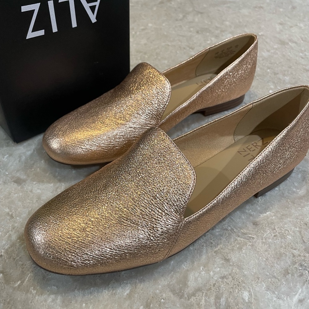 Naturalizer Rose Gold Metallic Slip-On Loafers - Picture 2 of 4